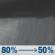 Tonight: Showers and possibly a thunderstorm before 10pm, then showers likely. Patchy fog. Low around 51. East northeast wind around 9 mph. Chance of precipitation is 80%. New precipitation amounts of less than a tenth of an inch, except higher amounts possible in thunderstorms. Tonight: Showers and possibly a thunderstorm before 10pm, then showers likely. Patchy fog. Low around 51. East northeast wind around 9 mph. Chance of precipitation is 80%. New precipitation amounts of less than a tenth of an inch, except higher amounts possible in thunderstorms.