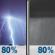 Tonight: Showers and thunderstorms likely, then showers and possibly a thunderstorm after 9pm. Low around 64. East southeast wind 8 to 11 mph. Chance of precipitation is 80%. New rainfall amounts between a tenth and quarter of an inch, except higher amounts possible in thunderstorms. Tonight: Showers and thunderstorms likely, then showers and possibly a thunderstorm after 9pm. Low around 64. East southeast wind 8 to 11 mph. Chance of precipitation is 80%. New rainfall amounts between a tenth and quarter of an inch, except higher amounts possible in thunderstorms.