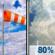 Friday: A chance of showers and thunderstorms, then showers and possibly a thunderstorm after 3pm.  High near 79. Windy, with a south southeast wind 14 to 24 mph becoming southwest in the afternoon. Winds could gust as high as 34 mph.  Chance of precipitation is 80%. New rainfall amounts between a quarter and half of an inch possible. 