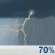 Today: Showers and thunderstorms likely before 2pm, then showers likely and possibly a thunderstorm between 2pm and 4pm, then showers and thunderstorms likely after 4pm.  Mostly cloudy, with a steady temperature around 76. Light and variable wind becoming southeast 6 to 11 mph in the afternoon.  Chance of precipitation is 70%. New rainfall amounts between a tenth and quarter of an inch, except higher amounts possible in thunderstorms. 